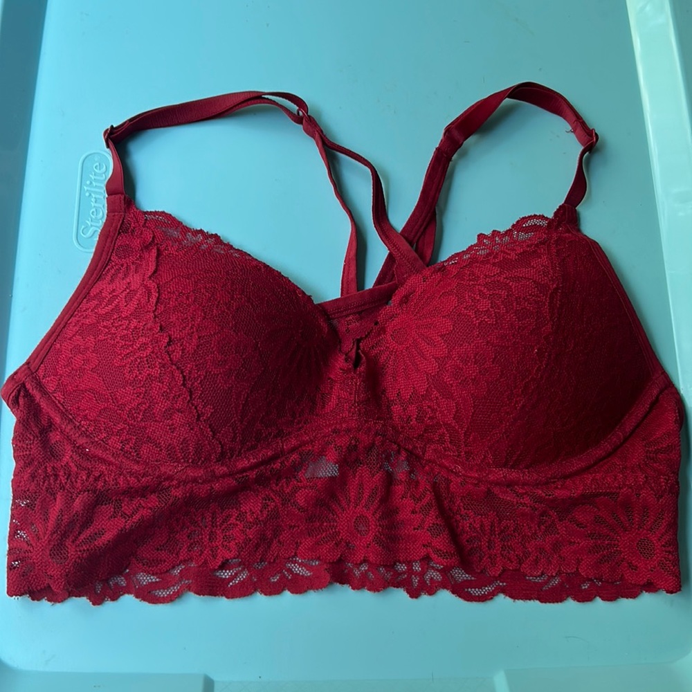 PINK push up size XS sports bra lace style color: red